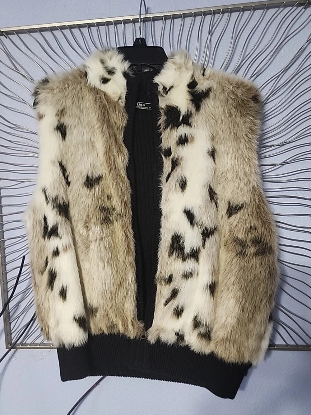 Lisa international Faux Fur Multi-Tone Vest in Cream, Brown & Black